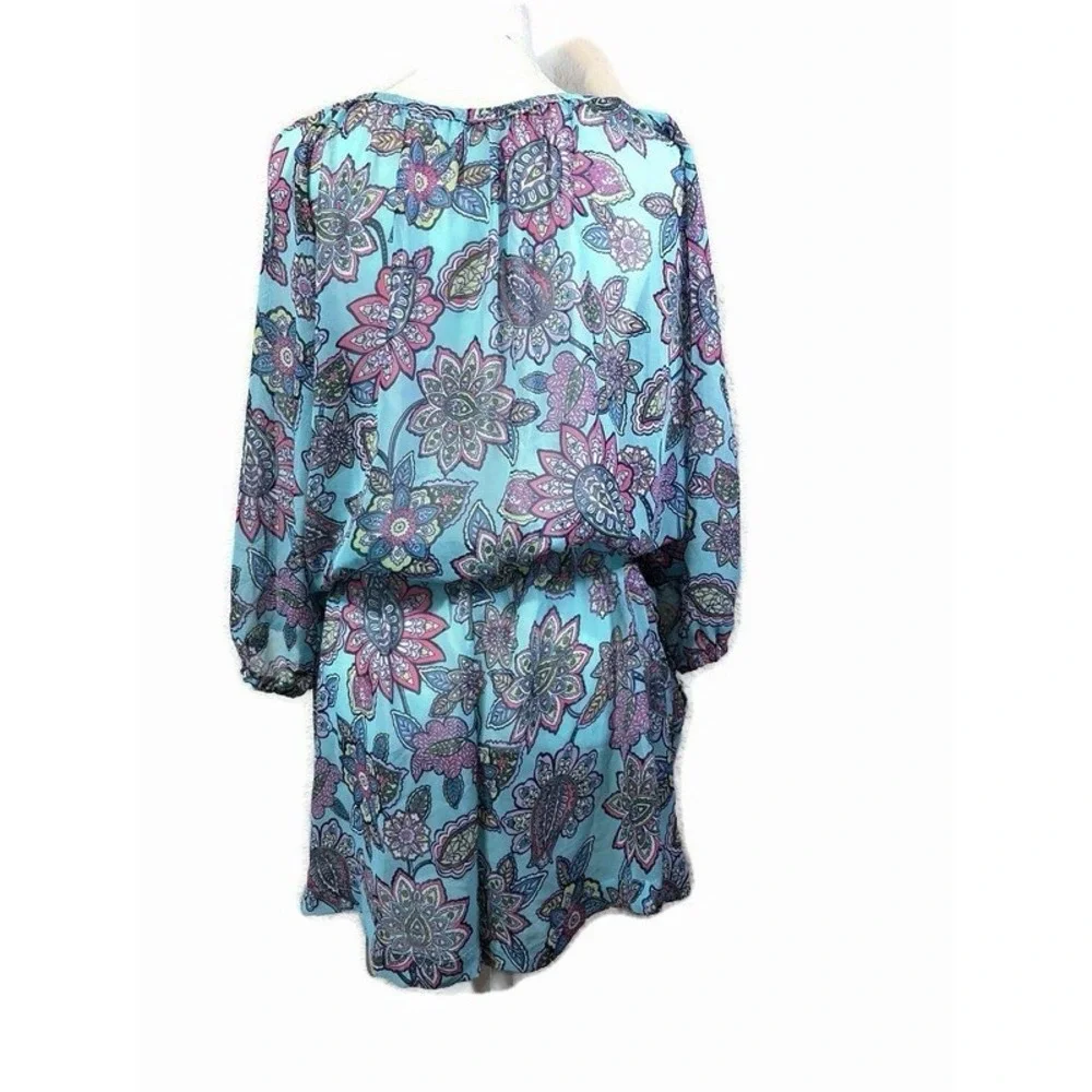 Vera Bradley New with Tags Floral Swim Coverup Romper with tassel M beach